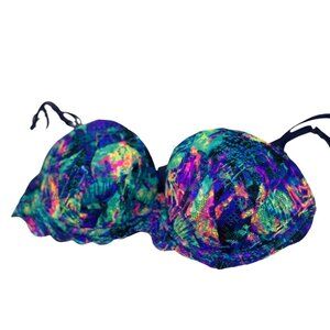 Victoria’s Secret PINK Push-Up Bra Neon Lace Colorful Abstract Print Padded, 32C